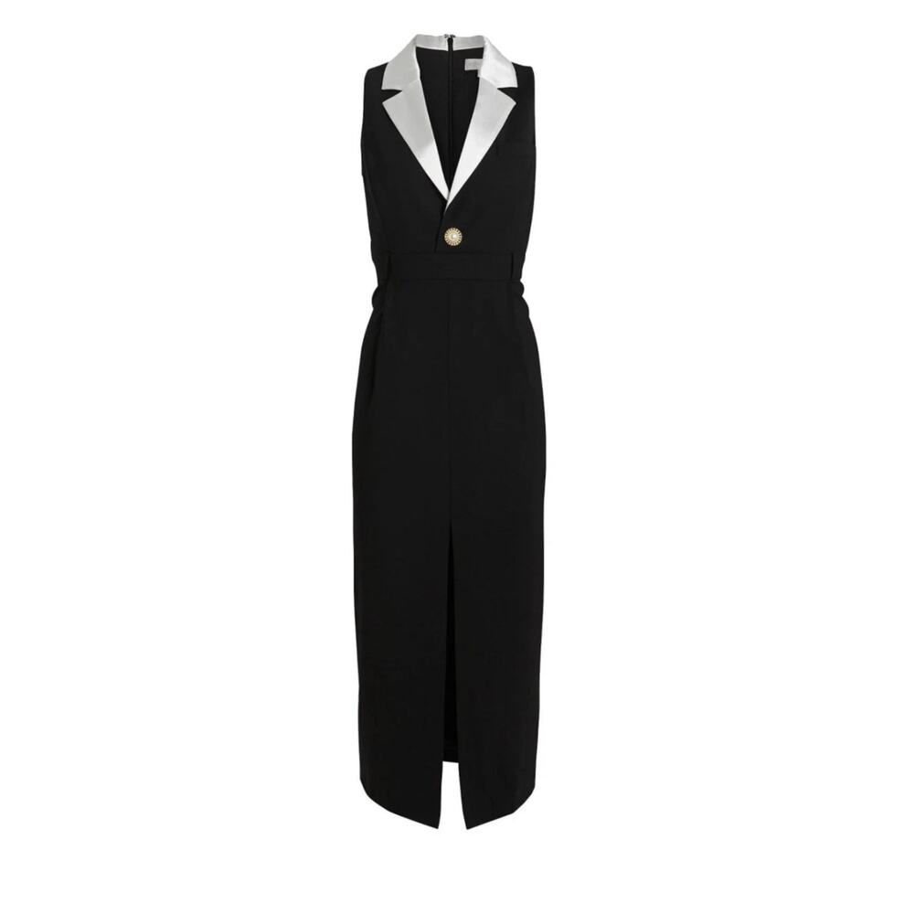 Ronny Kobo Collection Black and White Sleeveless Midi Dress